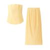Spring 2025 European & American Style Women's Strapless Pleated Top + High-Waisted Midi Skirt Set