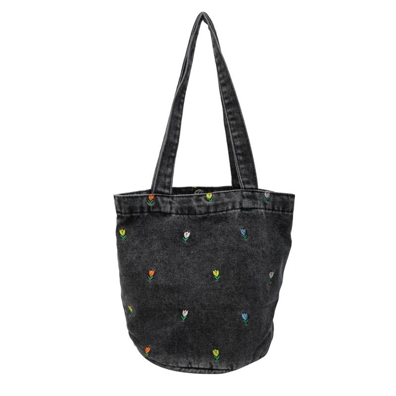 

Горячая Распродажа Вышивка Универсальный Отдых Джинсовая Модная Женская Сумка Через Плечо Новый Тренд Большой Вместимости Сумки-Ведра