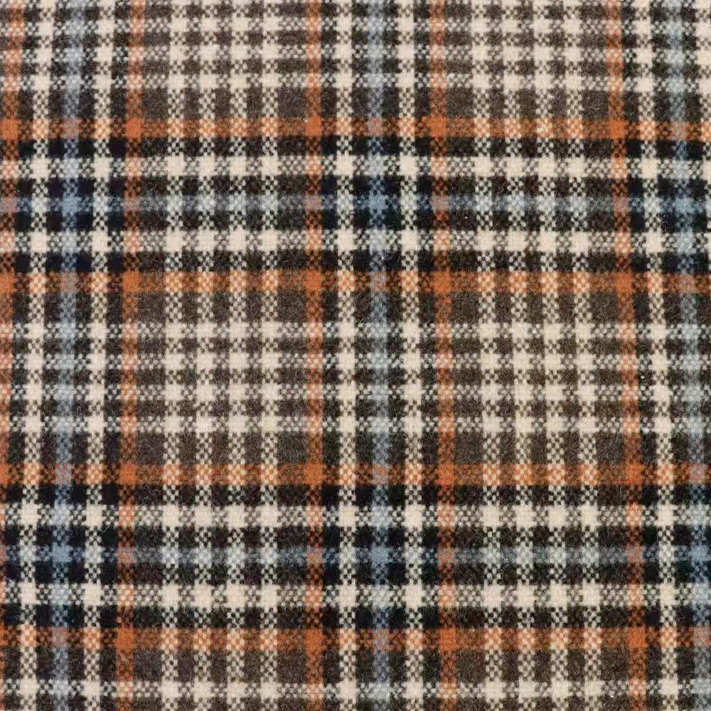 In Stock Woven Worsted Yarn Dyed Plaid Double-Sided Polyester Small-Check Tweed for Shoes Bags Jackets Free Sample