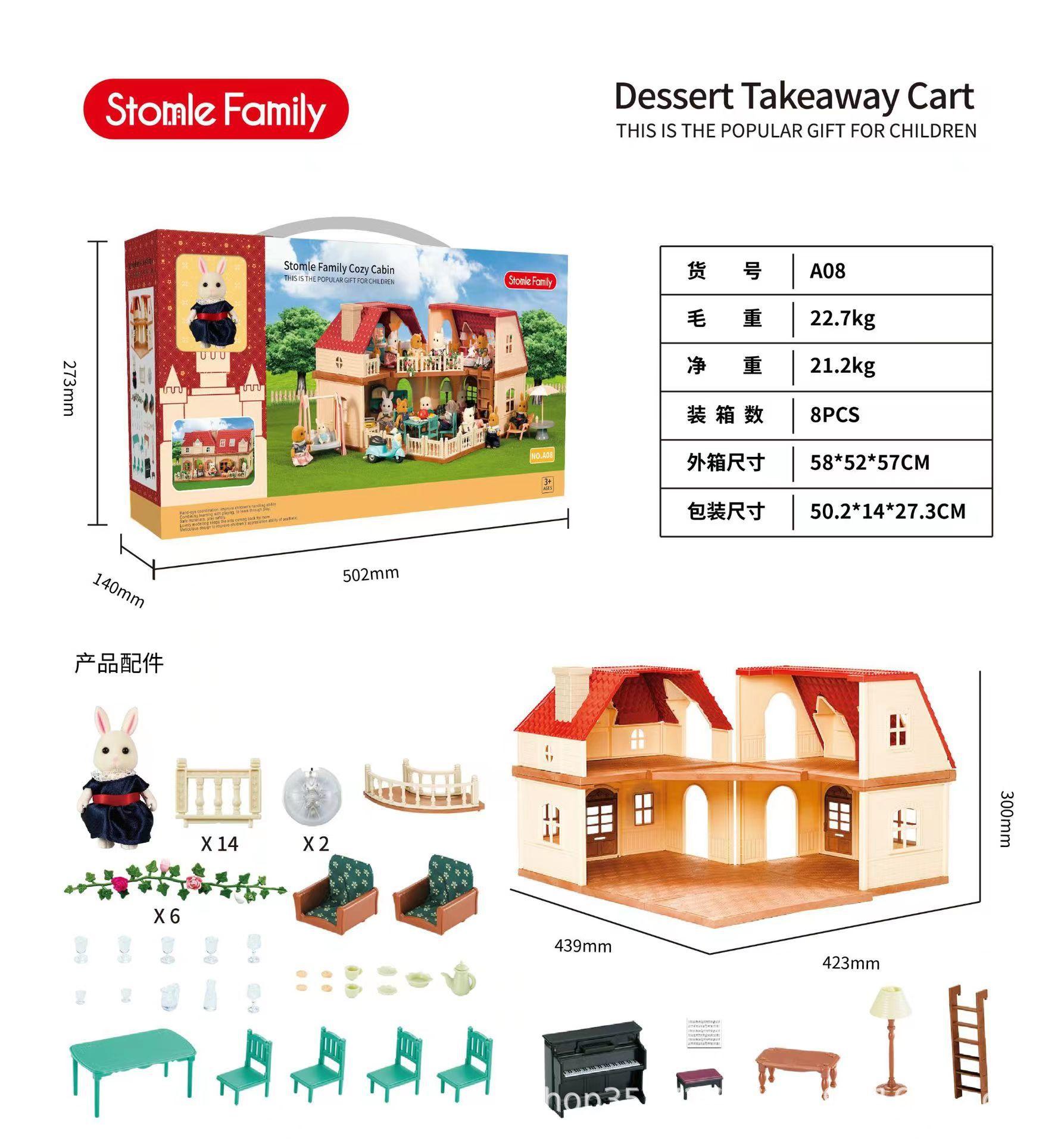 

Forest Villa Set Toys Forest Animals Family Mini Furniture Model Living Room Bedroom Tv Refrigerator Ornament