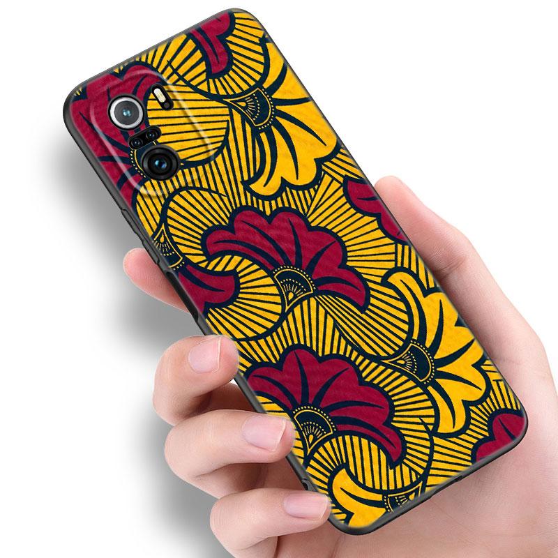 Aesthetic African Wax Fabic Phone Case For Xiaomi Redmi Note 5 6 9T K20 K40 K50 Pro 7A 8A 9A 9C 9i 10A 10C A1 S2 TPU Black Cover
