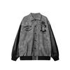 Unisex Trendy Tie-Dye Lapel Baseball Jacket with Leather Patchwork: Perfect for Spring and Autumn