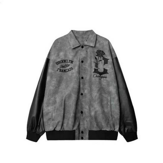 Unisex Trendy Tie-Dye Lapel Baseball Jacket with Leather Patchwork: Perfect for Spring and Autumn