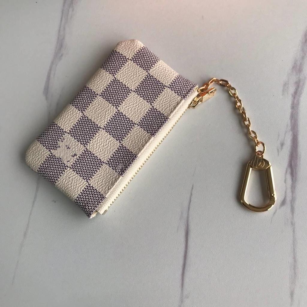 Trendiger Leder-Reißverschluss-Kartenhalter mit Metallhaken für Schlüssel und Ausweise