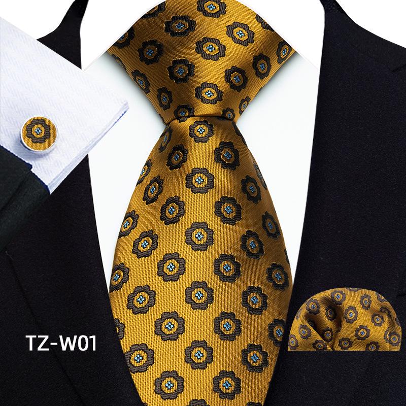 Floral Stripe Paisley Artistic Men's Tie, Pocket Square & Cufflinks Set - 2025 Edition