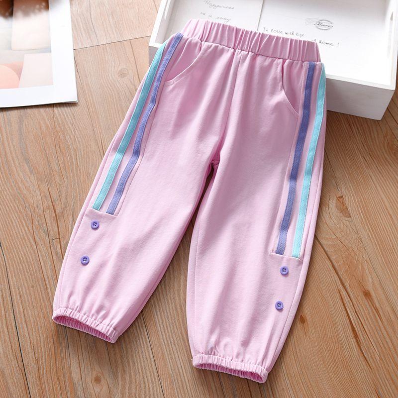 

Тонкие летние брюки для девочек, детские брюки 9 дюймов, брюки Ice Silk с защитой от комаров, летняя одежда для малышей, повседневные брюки с кондиционером для девочек 140