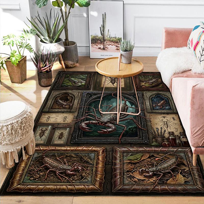 Scorpion Studies Gothic Frames Pattern Rug Floor Mat for Living Room or Bedroom Soft and Comfortable Carpet a Gift for Birthday and Holiday.