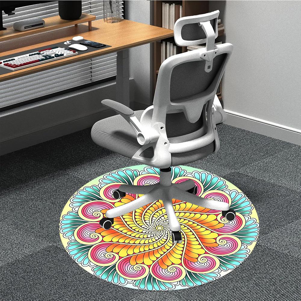 

1pc Colorful Swirl Mandala Chair Carpet for Office, Soft Comfortable Mat For Office, Living Room, Bedroom, Machine Washable Carpet yy251112062 80cm by 80cm