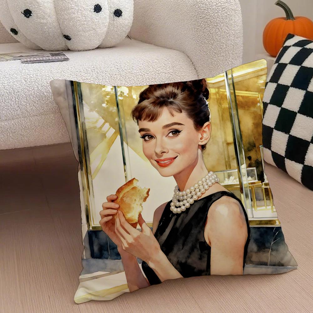 Bella Copricuscino Audrey Hepburn Colazione da Tiffany Copricuscino da Divano Bottone Nascosto Poliestere Resistente Cuscino per Sedia