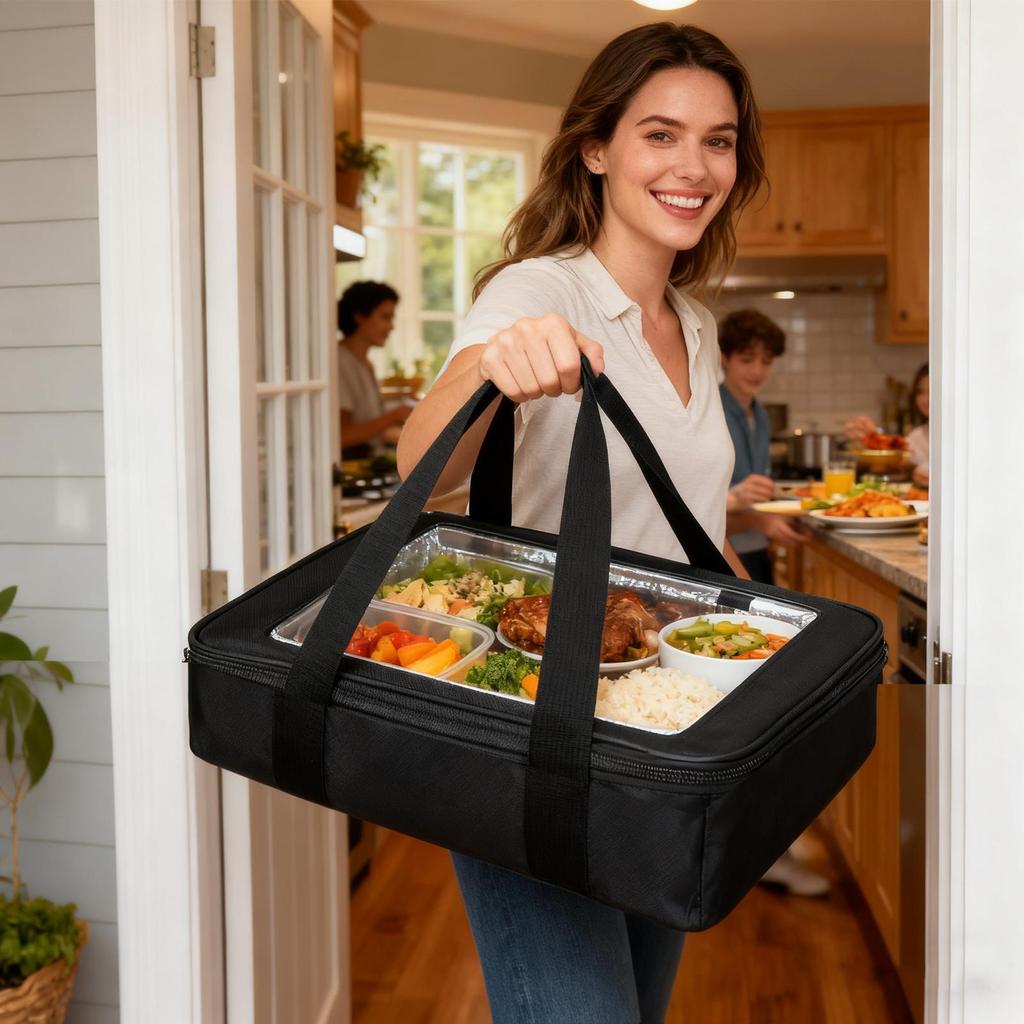 Insulated Food Carrier Leakproof Insulated Portable Food Transport Bag Casserole Warmer For Transport Meal Delivery Serving