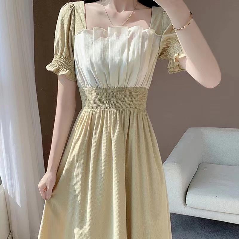 Elegant Gentle Style Chiffon Dress Women High Waist Temperament Ruffled Midi Dress Plus Size Sweet Casual Party Dresses