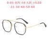 Doppelbalken Metall Polygon Finish Myopie Brille Damen Herren Literarischer Student Korrekturbrille Dioptrie 0 -0,5 -1,0 Bis -6,0