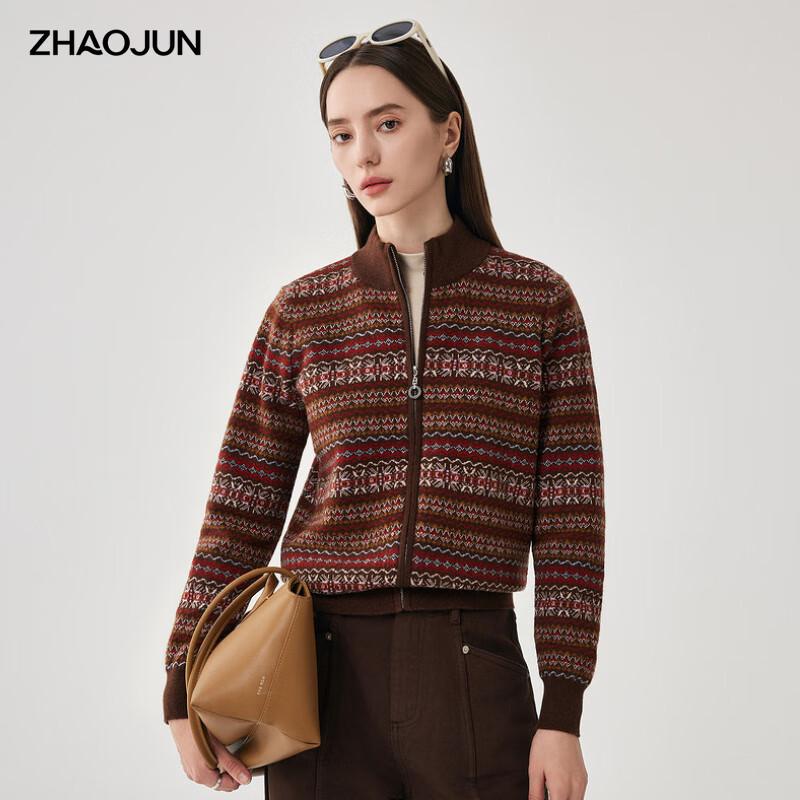 

Zhaojun Women s Fair Isle Jacquard Wool Cardigan 3XL
