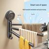 High-End No-Drill Rotating Multi-Rod Suction Cup Towel Rack with Folding Storage