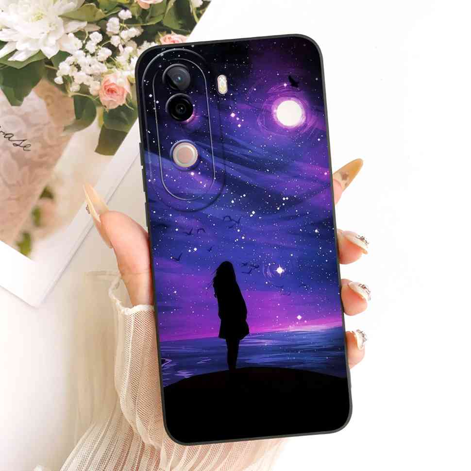 For vivo V40e 5G Case Cute Cat Cream Flower Silicone Back Cover For Vivo V 40e VIVO V40E 5G V2403 Phone Cases Bumper Fundas