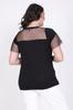 Women's Style Big Size T-Shirt T-Shirt With Tulle Detail On Front And Sleeves