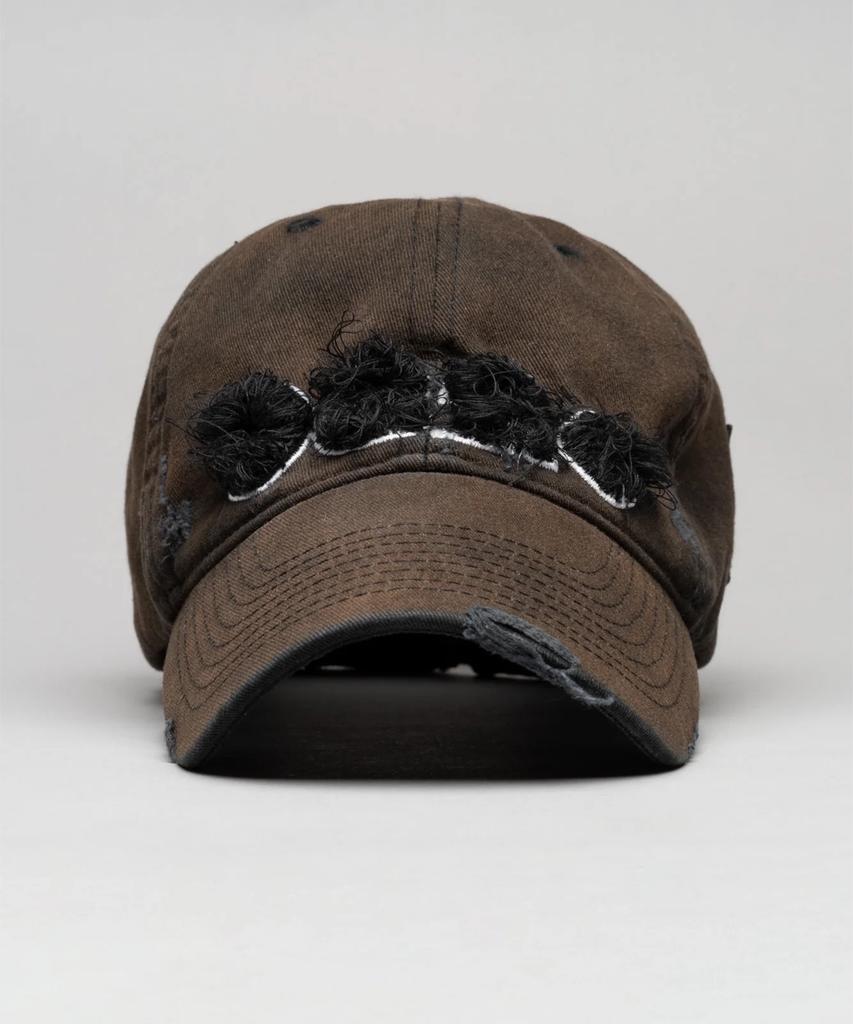 032Ssi (U) Distressed Logo Cap Washed Black