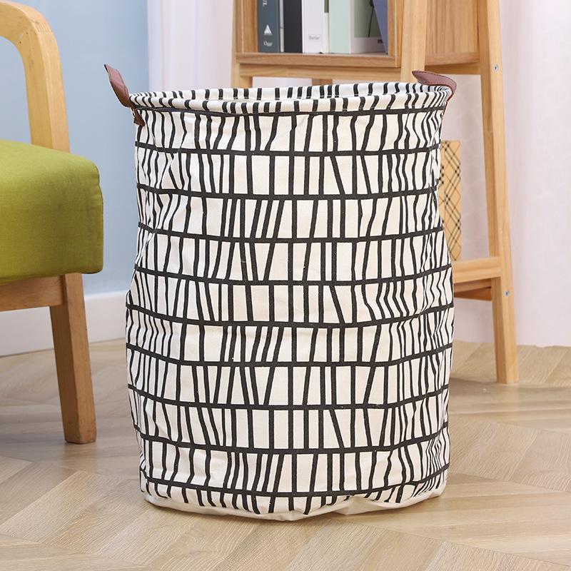 Round Cotton Linen Laundry Basket & Moisture-Proof Quilt Sorting Bag
