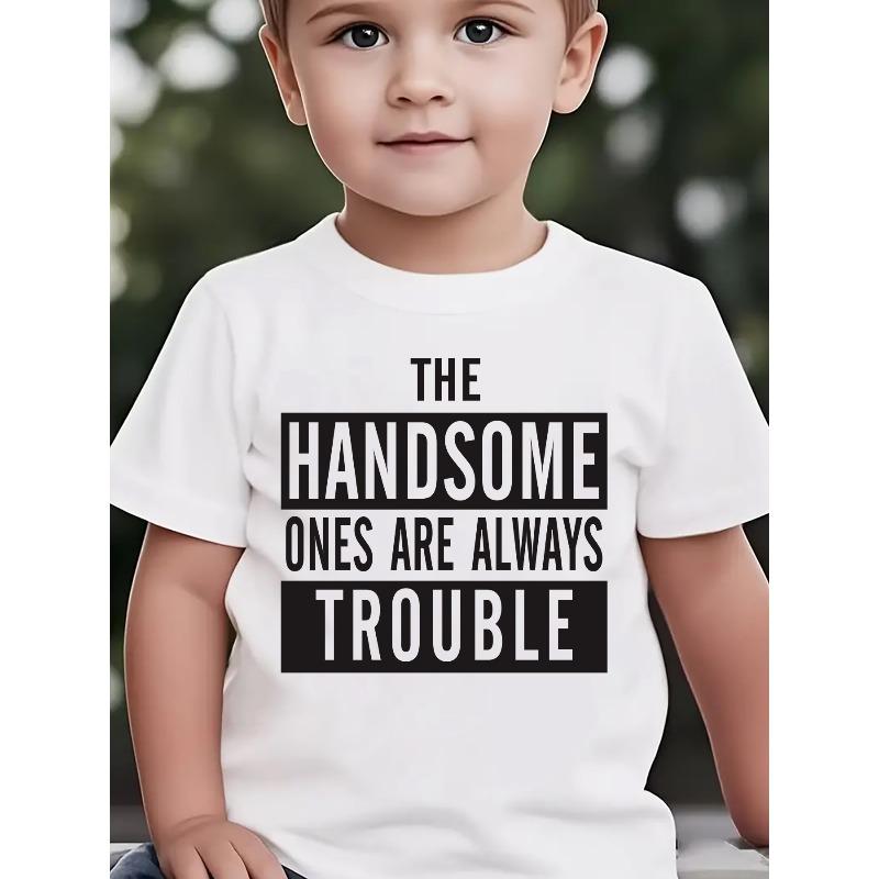

European Size Boys Round-neck Short-sleeved T-shirt with Unique English Patterns 164cm білий