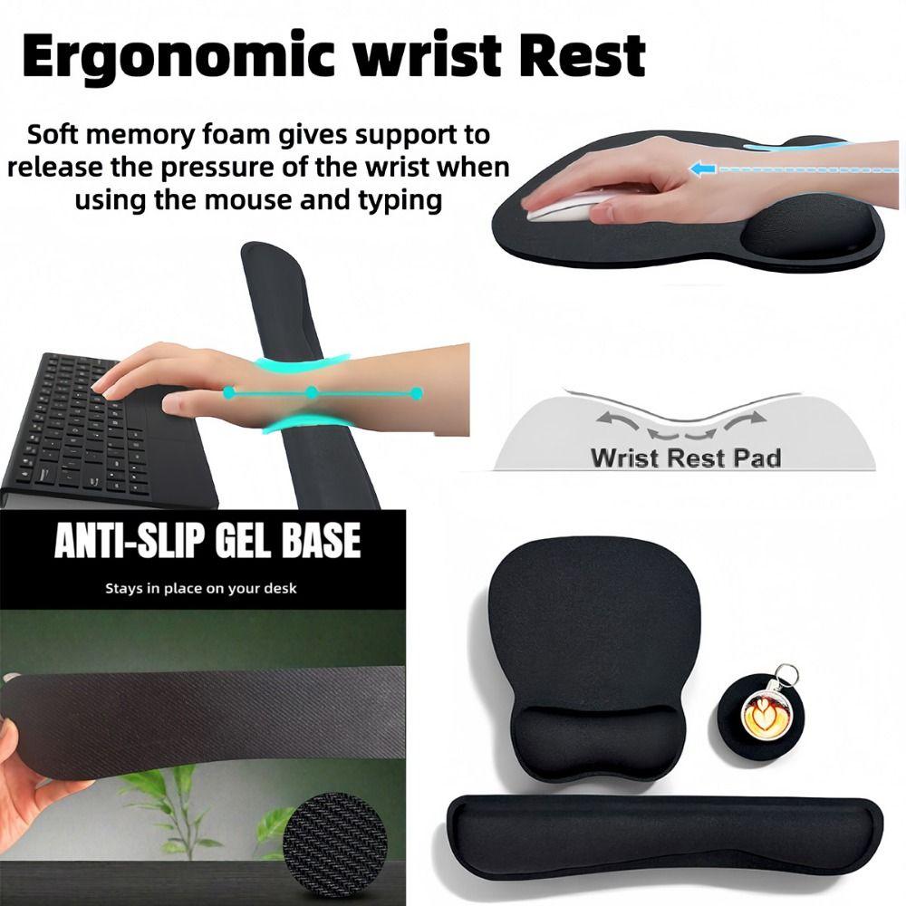 3Pcs Soft Mouse Wrist Support Pad Non-Slip Base Wristband Mouse Mat  Computer Accessories