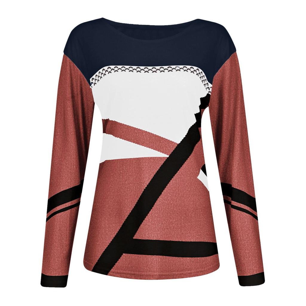 Womens Tops Dressy Casual Round-Neck Long Sleeve Shirts Print Casual Tunic Blouses Tops