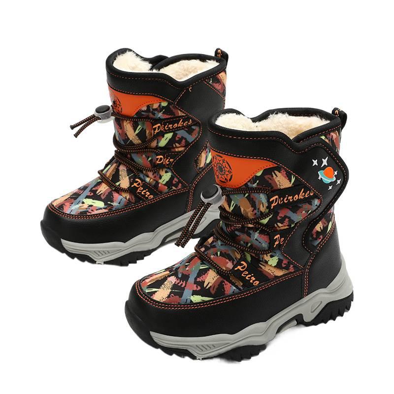 Hohe Kinderschneestiefel mit rutschfesten Eigenschaften, Jungen Baumwollstiefel und Baumwollschuhe