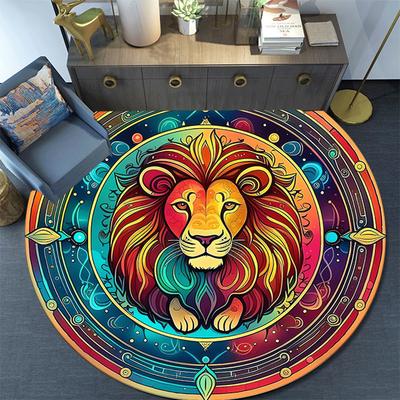1pc Soft, Absorbent & Non Slip Mysterious Lion Round Rug Soft Circle Rug for Living Room & Bedroom Decor, Chair Mats, and Unforgettable Home