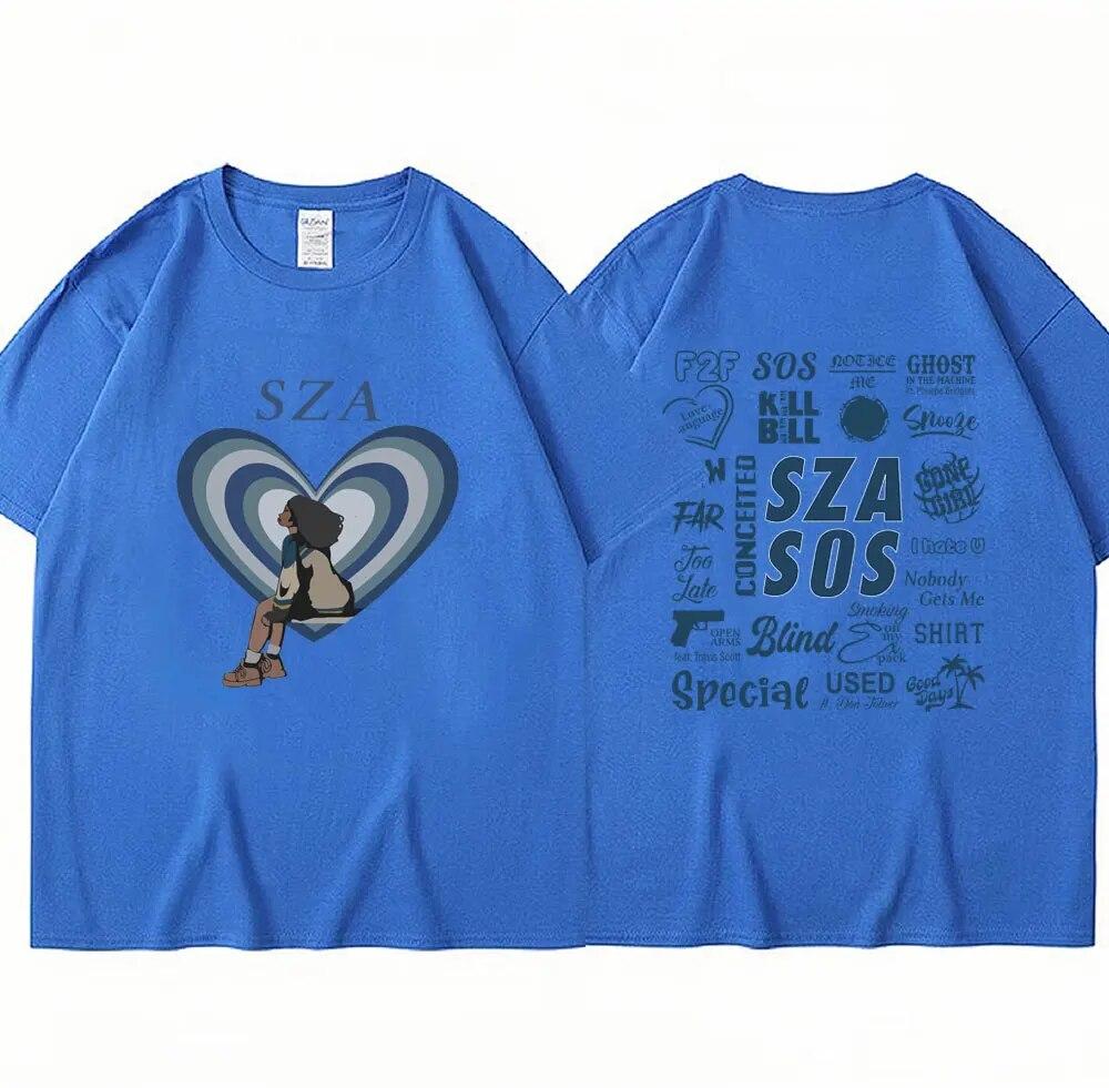 SZA New Music Album SOS Tshirt Unisex Women Oversized Fashion T Shirts Hip Hop Harajuku Casual Cotton Summer T-Shirt Streetwear Y2K