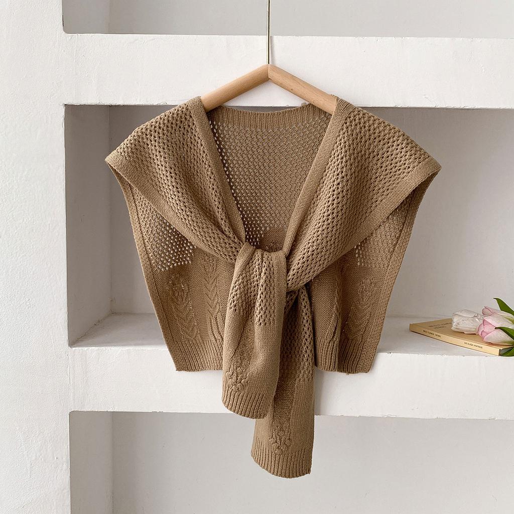 New Solid Color Knitted Shawl Scarf Women High-end Capes With Shirts Fashion Thin Neck Protectors For Spring and Autumn