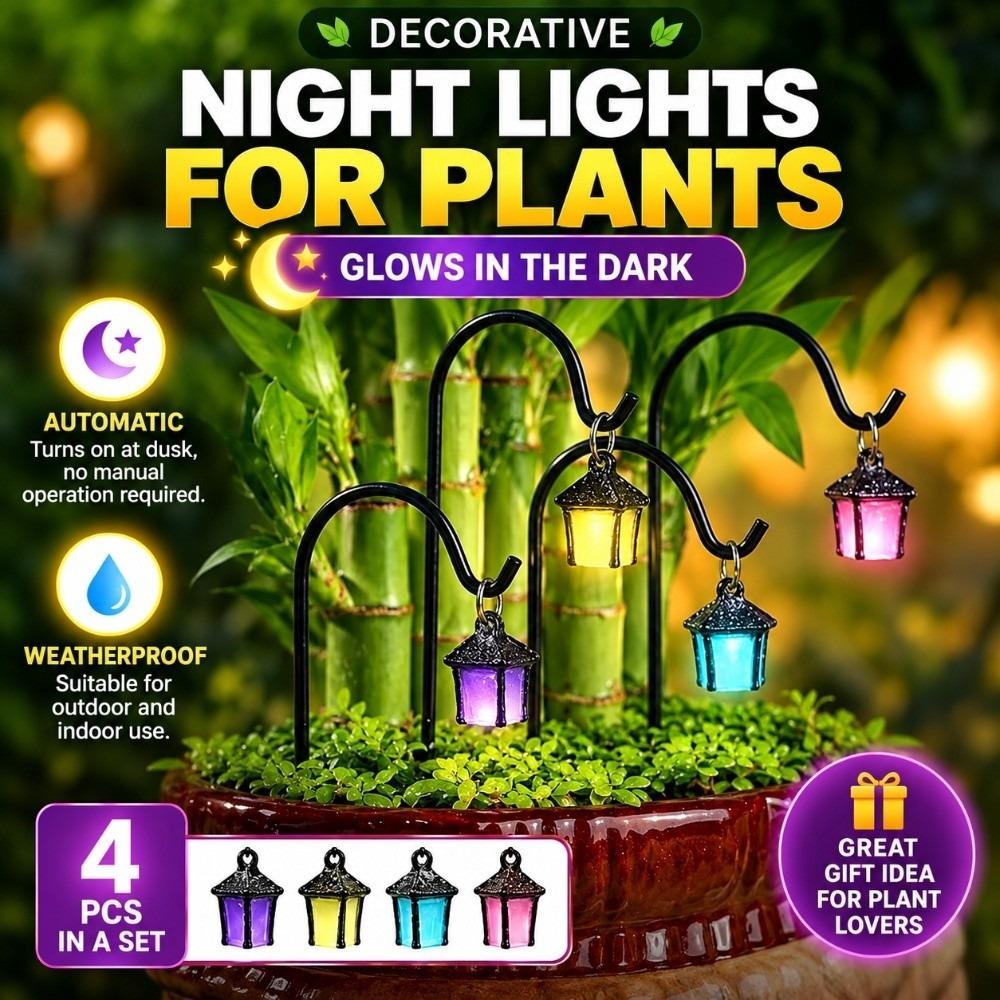 4pcs with Hooks Solar Luminous Lantern Mini Miniature Stake Lantern Courtyard
