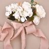 4CM*5M Handmade Frayed Edged Satin Cotton Ribbon For Wedding Invitation Wrapping Bouquets Birthday Party Decorations Gifts
