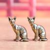 Solid Brass Hairless Cat Small Statue Desktop Ornaments Vintage Animal Figurines Model Lucky Home Decorations Crafts Accessories
