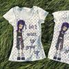 Japanese Y2k Anime Print T-shirt 2000s Polka Dots T Shirts Vintage Harajuku Short Sleeve Tee American Retro Street hottie top