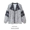 Kaslead New Women Clothes Western Style Fashion Simple Flower Positioning Print Shirts 1821222