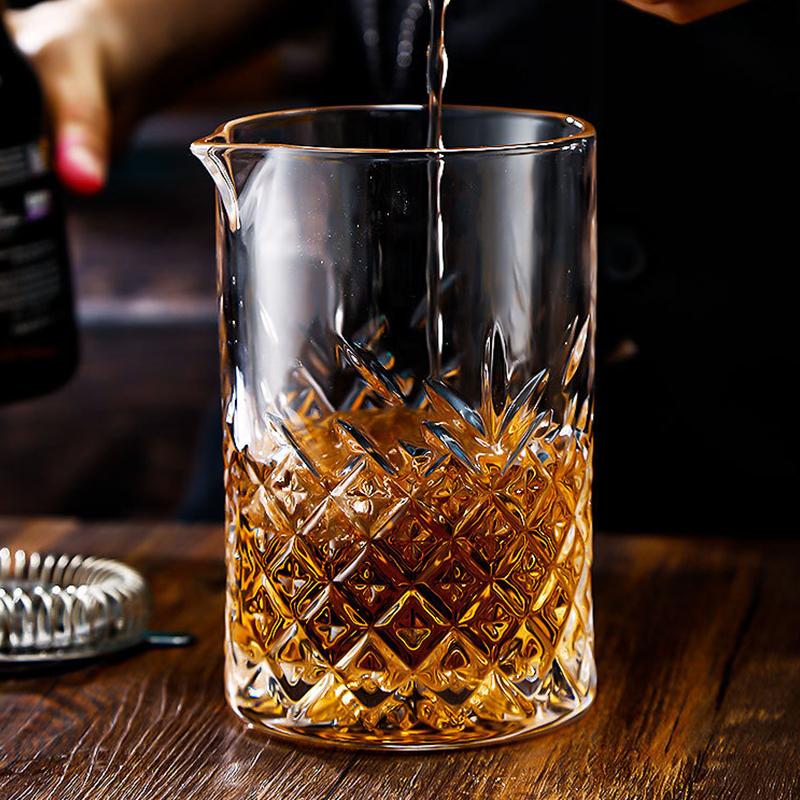 

Lead Free Glass Mixing Cup, Carving Style, Hand Carved Cocktail Glass, Professional Bartender Cups, Barware 750ML