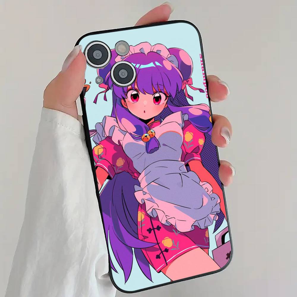 Kawaii S-Shampoo Funny Anime R-Ranma 1 2 Phone Case Cool Black Silicone Soft For IPhone 16 15 14 13 12 11 X XR Plus Pro Max Plus