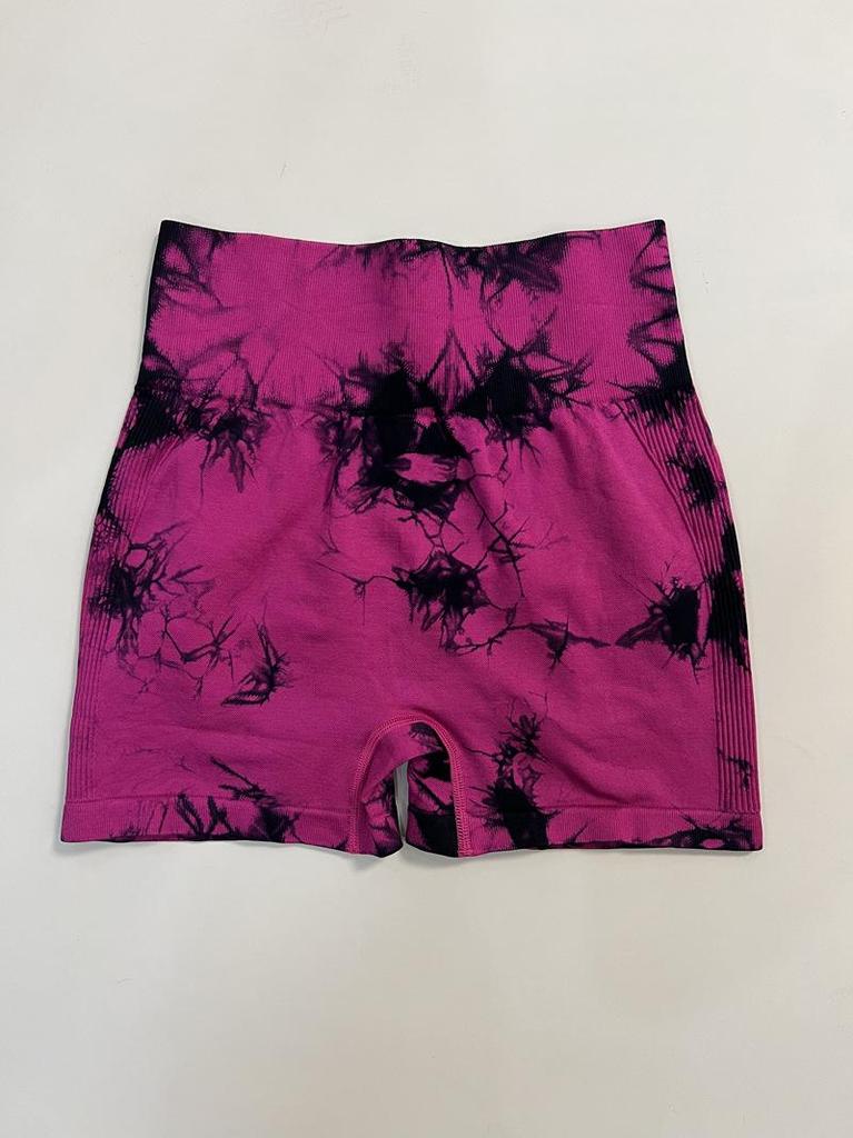 Seamless High-Waist Tie-Dye Peach Lift Yoga Shorts
