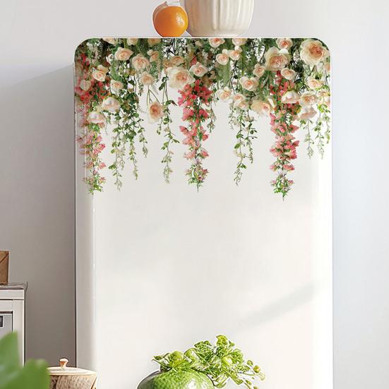 Window Sticker Rose Vine Design PVC Waterproof Wall Sticker No Glue Residue Versatile