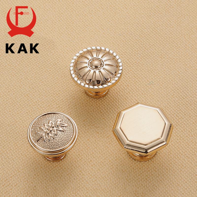 KAK 5 pieces Champagne Gold Door Handles Zinc Alloy Cabinet Handle Drawer Knobs European Wardrobe Pulls Kitchen Furniture Handle