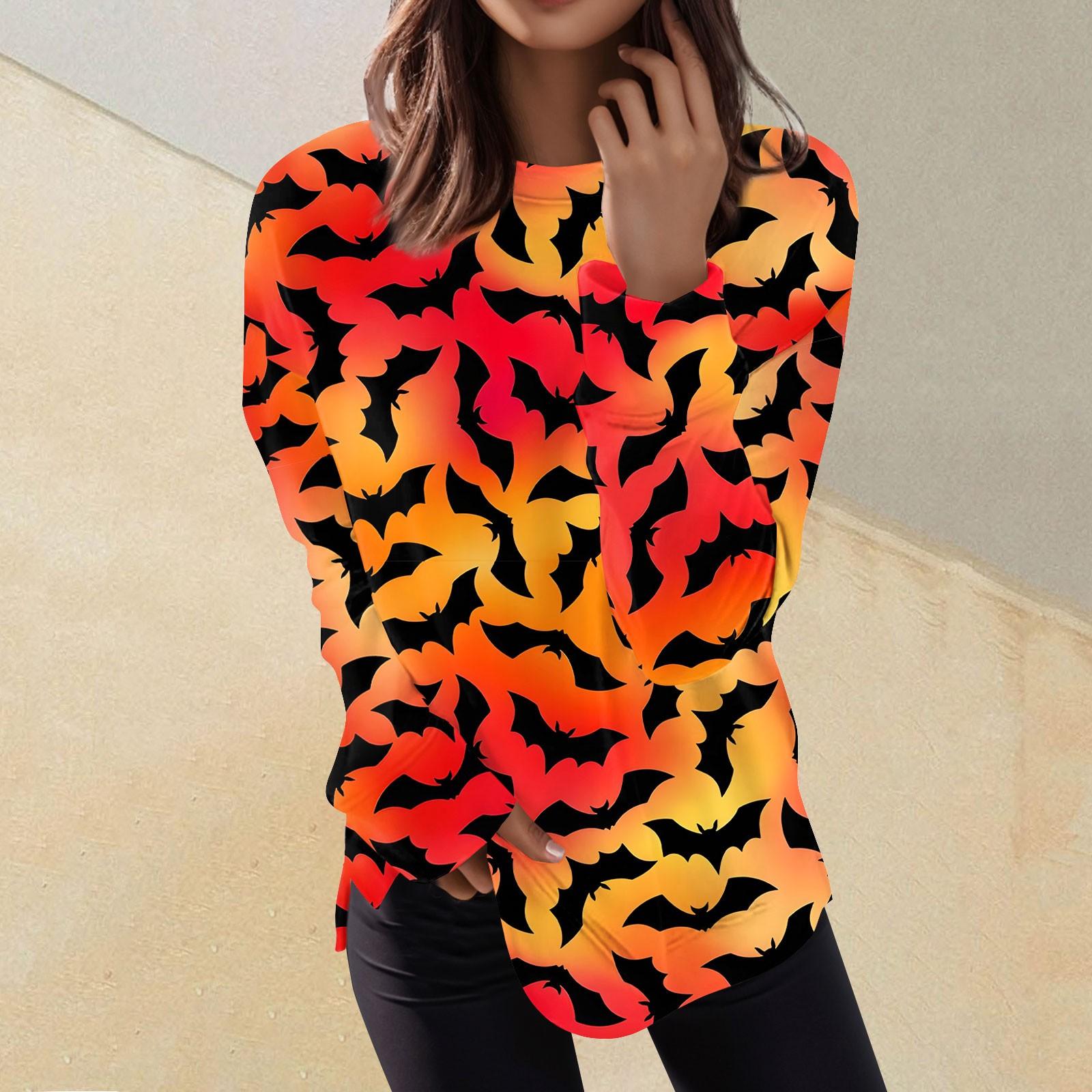 

Женская мода пуловер с длинным рукавом толстовка повседневная футболка Хэллоуин с принтом свободный топ