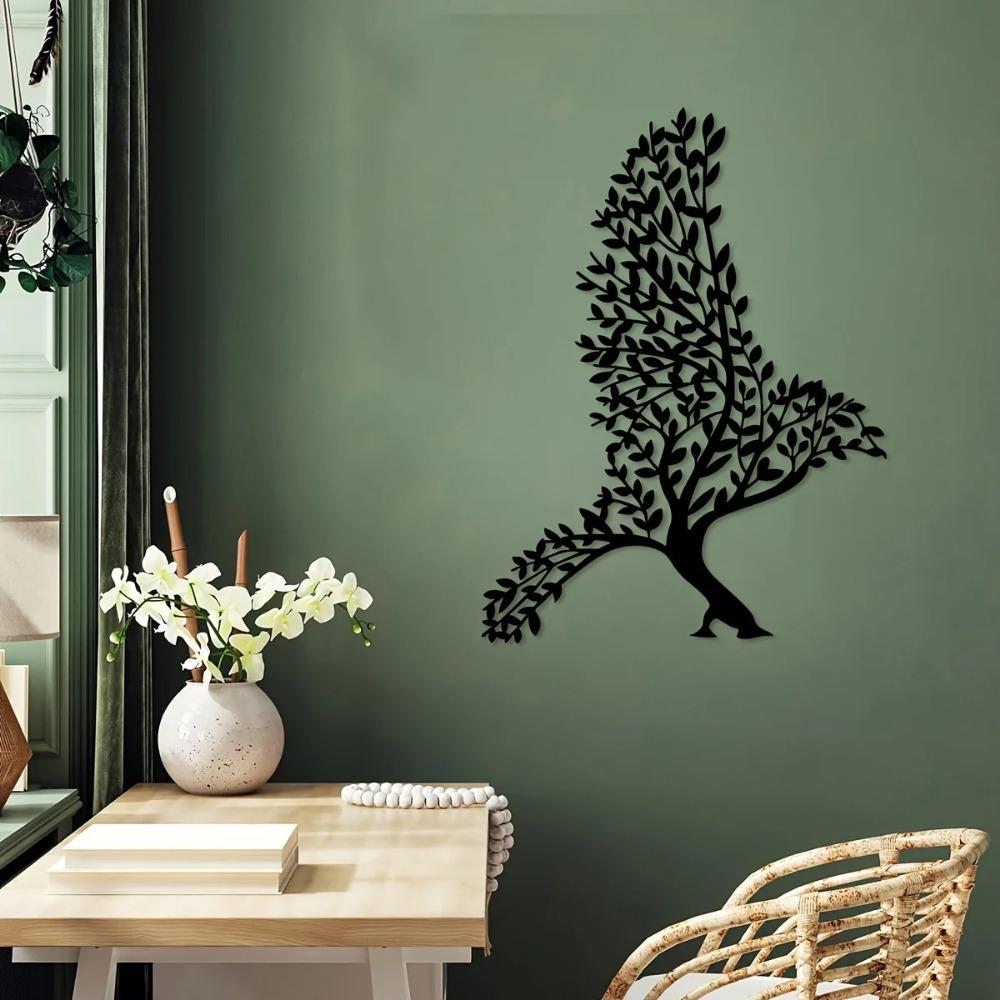 Kreative Eisenkunst mit Vogelmotiv in Form eines Baumzweigs – stilvolle Wanddekoration für Innenräume, perfekt für Wohnzimmer, Schlafzimmer und Außendekoration
