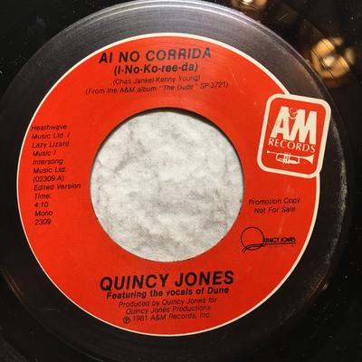 7inch Record QUINCY JONES, THE VOCALS OF DUNE - Ai No Corrida (I-No-Ko-ree-da) 02309 A&M Records 1981 US Rock Used
