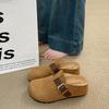 Fashion CRLAYDK Classic Women's Suede Footed Comfort Buckle Mules with Arch Support Slip On Casual Soft Shoes Inner Increase Slippers