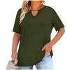 Women's Plus Size Casual Short Sleeve Top V Neck Loose Fit Solid Color T Shirt Lightweight Comfortable Soft Fabric