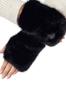 Aster-Mittens, Fingerless Gloves, Eco Fur, Soft Like Chinchilla, Black