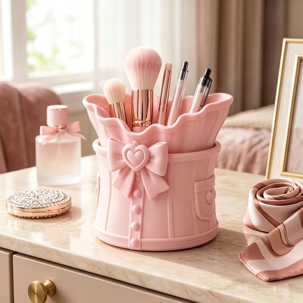 Simulation Bow Dress Model Bowknot Pen Holder Ornament Pencil Rack Desktop Organizer Home Office