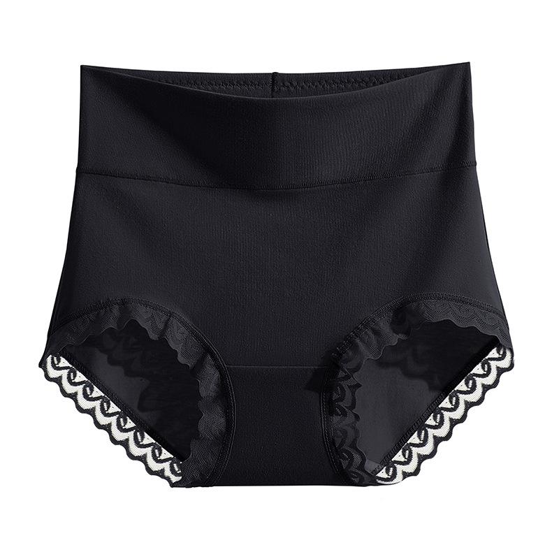 Ropa Interior de Algodón Puro para Mujer Cintura Alta Vientre Sin Costuras Algodón Antibacteriano Talla Grande Encaje Bragas de Mujer
