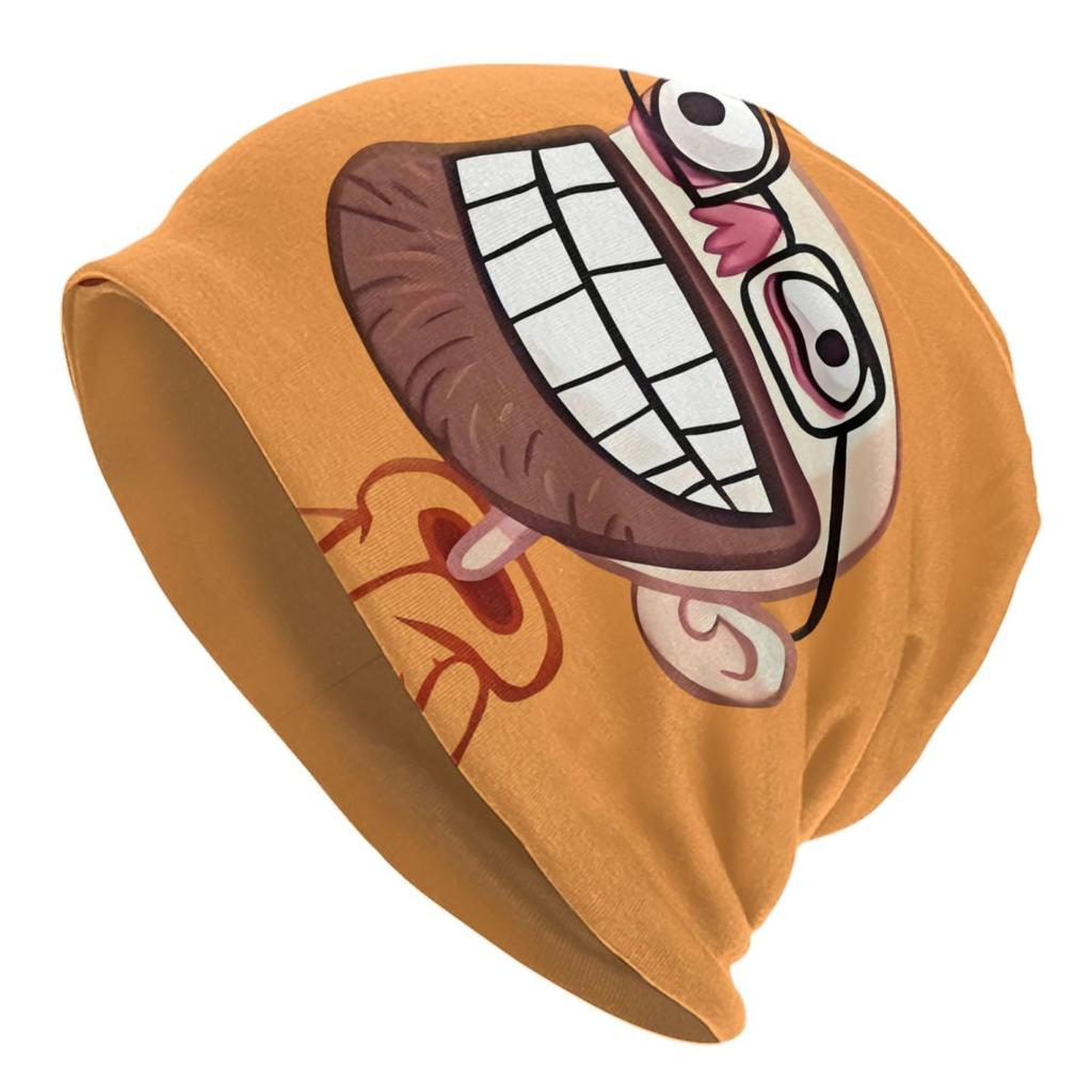 Troll Face Quest Video Meme Funny Anime Beanie Bonnet Knitted Hats Hip Hop Unisex Game Comic Warm Winter Skullies Beanies Caps