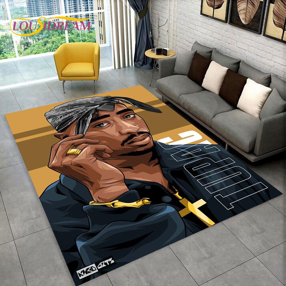 Tappeto Area Hip Hop Art Rapper Leggenda Star, Tappeto per Casa Soggiorno Camera da Letto Bambini Divano Zerbino Decorazione, Tappetino Antiscivolo