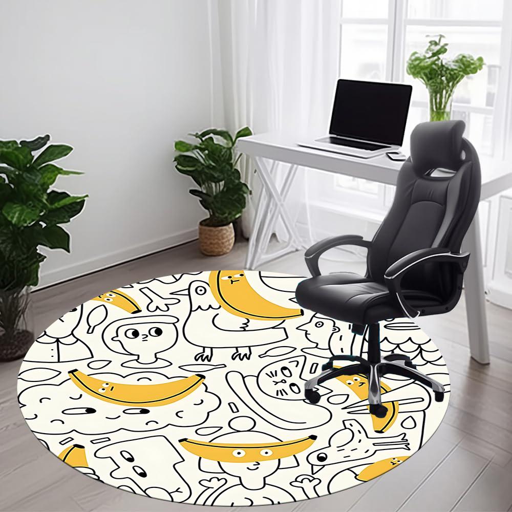 1pc Banana Party Office Round Area Rug, Indoor Mat Suitable ForOffice, Under Office Chairs Bedroom Living Room Home Decor, Room Decot062